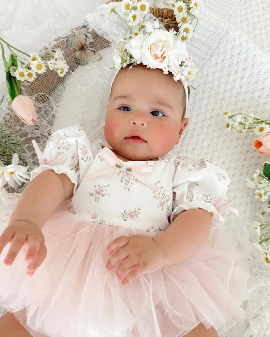 Juliette White Rose Stretch Baby Girls Flower Crown