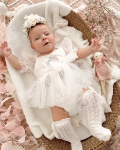 Juliette White Rose Stretch Baby Girls Flower Crown