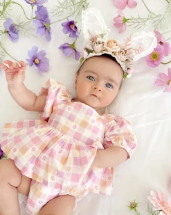 Lacie Lou Bunny Ears Floral Stretch Headband - Pink