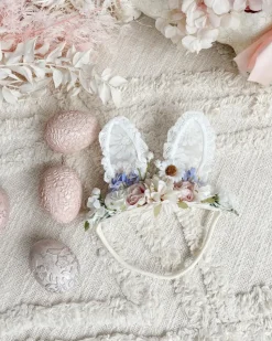 Lacie Lou Bunny Ears Floral Stretch Headband - Lilac