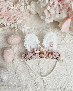 Lacie Lou Bunny Ears Floral Stretch Headband - Pink
