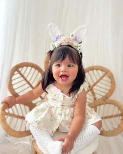 Lacie Lou Bunny Ears Floral Stretch Headband - Lilac