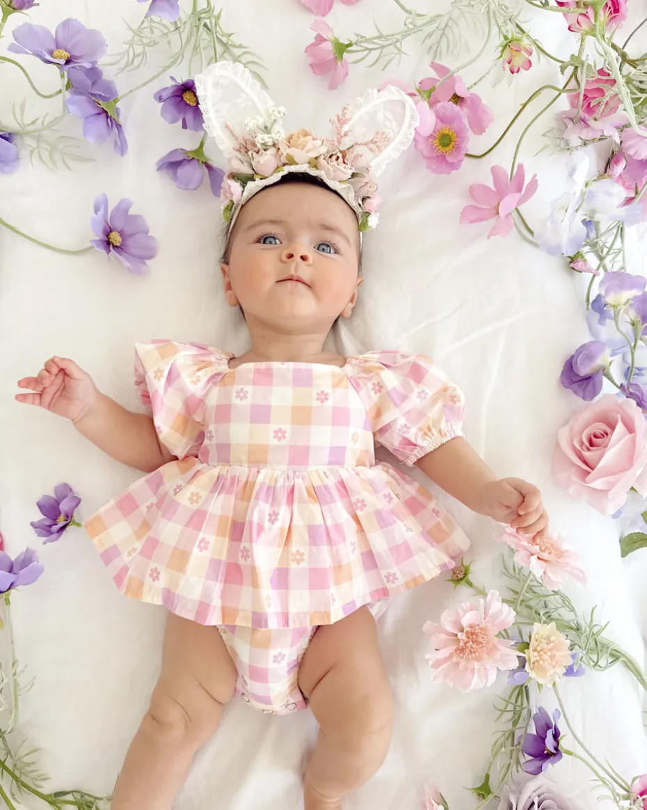 Lacie Lou Bunny Ears Floral Stretch Headband - Pink