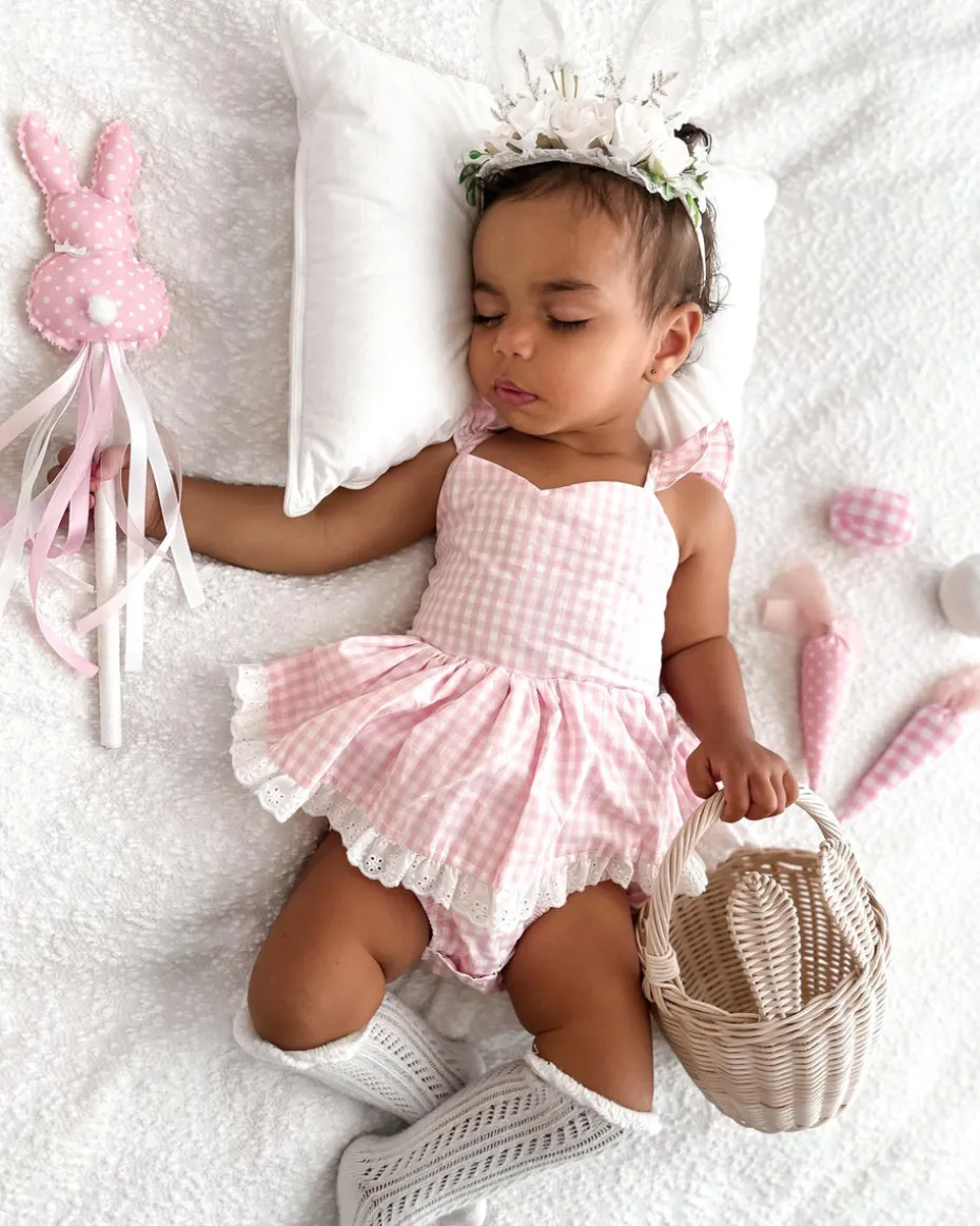 Lacie Lou Bunny Ears Floral Stretch Headband - White