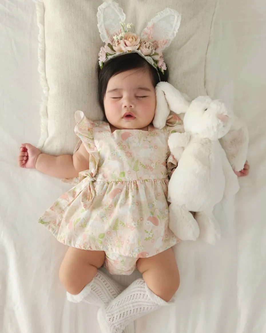 Lacie Lou Bunny Ears Floral Stretch Headband - Pink