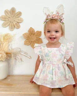 Lacie Lou Bunny Ears Floral Stretch Headband - Pink