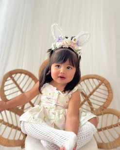 Lacie Lou Bunny Ears Floral Stretch Headband - Lilac