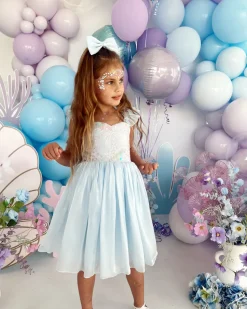 Laguna Ocean Blue Sequin Girls Party Dress