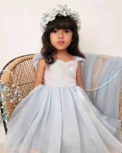 Laguna Ocean Blue Sequin Girls Party Dress