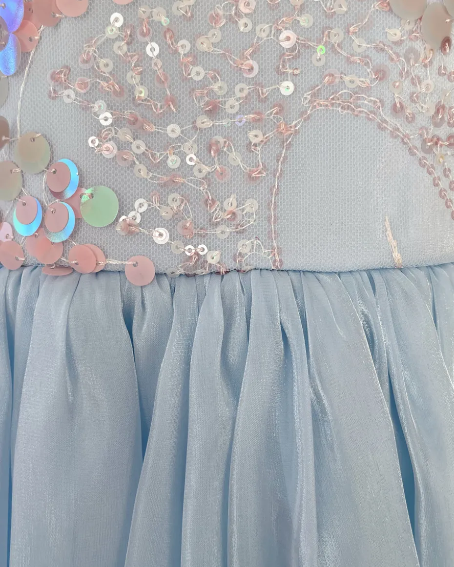Laguna Ocean Blue Sequin Girls Party Dress
