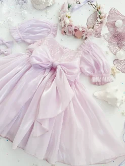 Laguna Purple Pearl Sequin Girls Party Dress