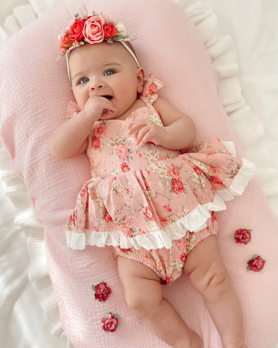 Lila Rosemary Baby Girl Floral Romper