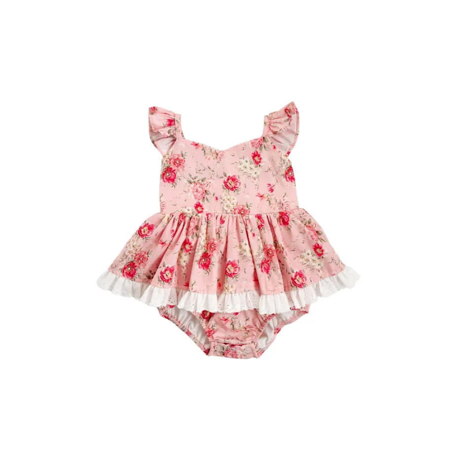 Lila Rosemary Baby Girl Floral Romper