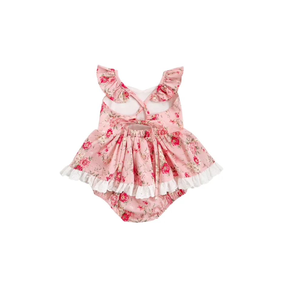 Lila Rosemary Baby Girl Floral Romper