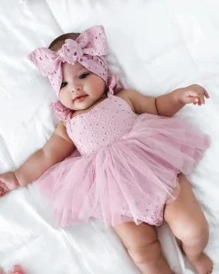 Lilac Broderie Anglaise Baby Girl Hair Accessories