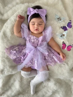 Lilac Pink Rose Baby Girl Tulle Hair Accessories
