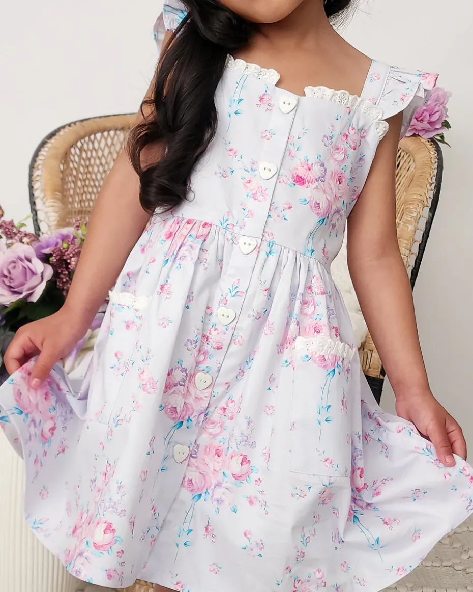 Loralai Girls Lavender Floral Dress