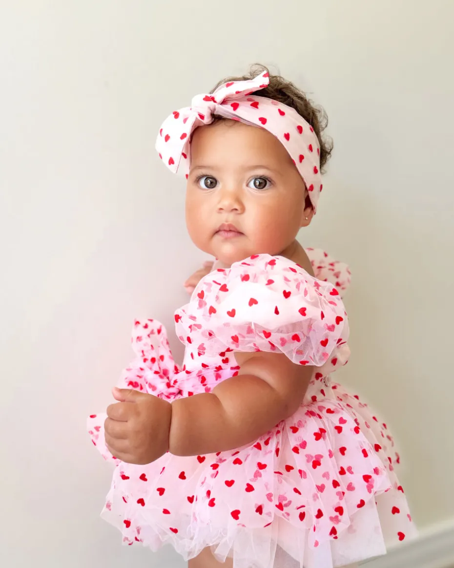 Lover Pink Heart Baby Girl Tulle Hair Accessories