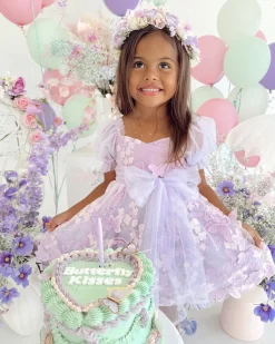Margot Lilac Pink Rose Girls Party Dress