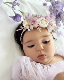 Mariposa Lilac Pink Rose Stretch Baby Girl Flower Crown