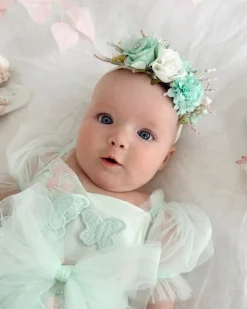 Mariposa Peppermint Pink Stretch Baby Girl Flower Crown