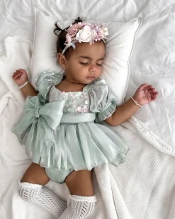 Mermaid Sequin Green Baby Girl Romper