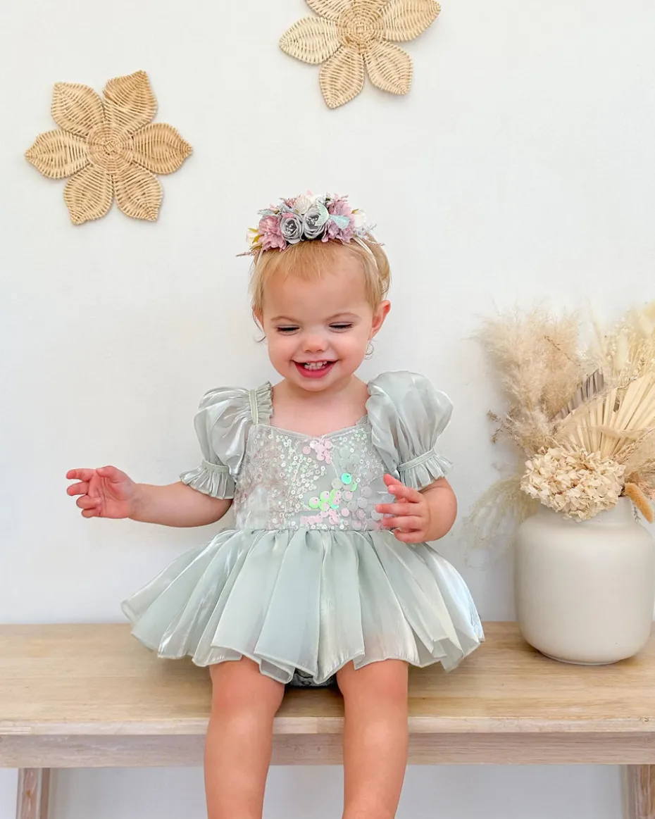 Mermaid Sequin Green Baby Girl Romper