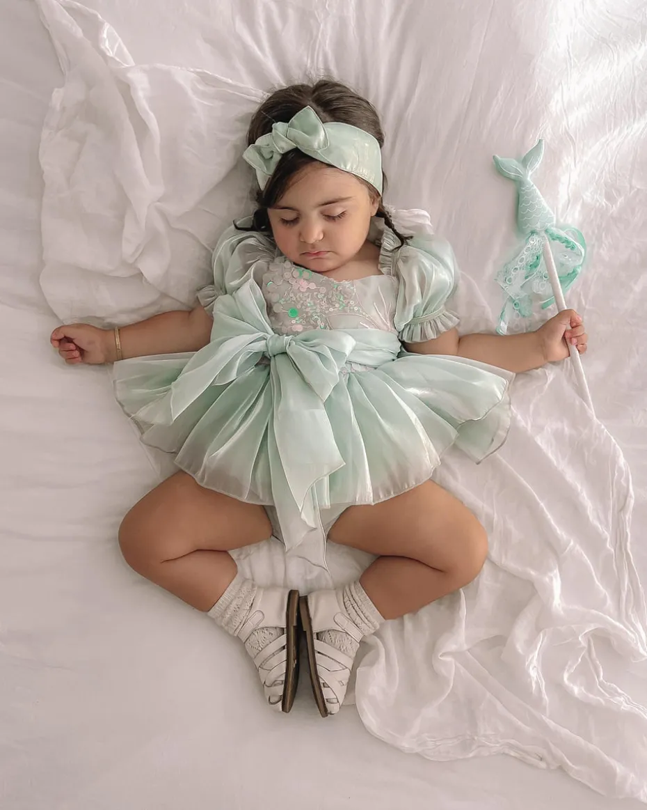 Mermaid Sequin Green Baby Girl Romper