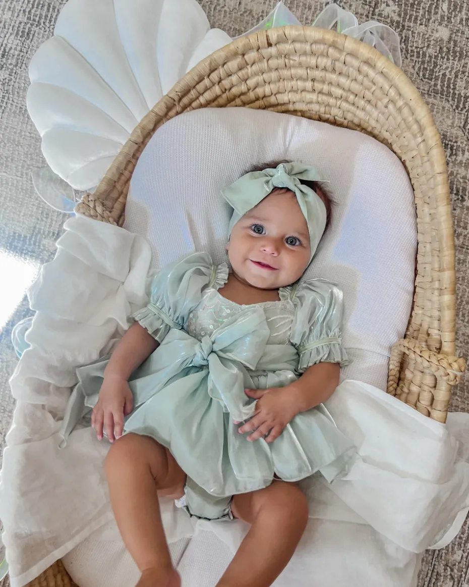 Mermaid Sequin Green Baby Girl Romper