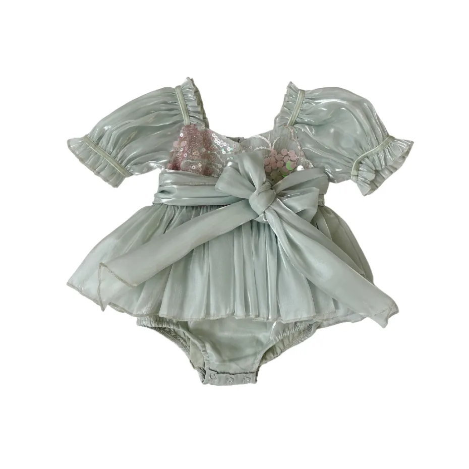 Mermaid Sequin Green Baby Girl Romper