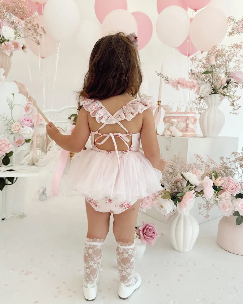Mirabelle Flower Candy Pink Baby Girl Floral Romper