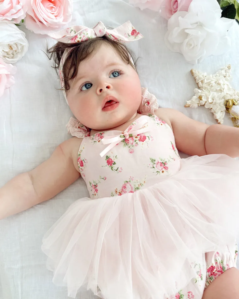 Mirabelle Flower Candy Pink Baby Girl Floral Romper