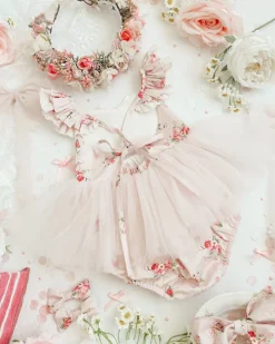 Mirabelle Flower Candy Pink Baby Girl Floral Romper