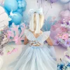 Ocean Blue Organza Girls Hair Bow