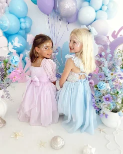 Ocean Blue Organza Girls Hair Bow
