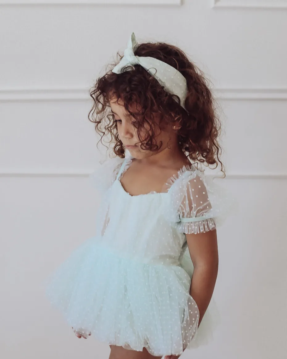 Pastel Peppermint Swiss Dot Baby Girl Tulle Hair Accessories