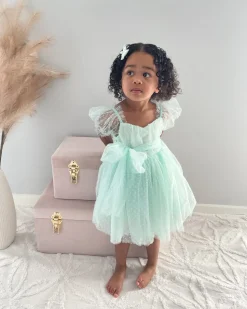 Pastel Peppermint Swiss Dot Baby Girl Tulle Hair Accessories