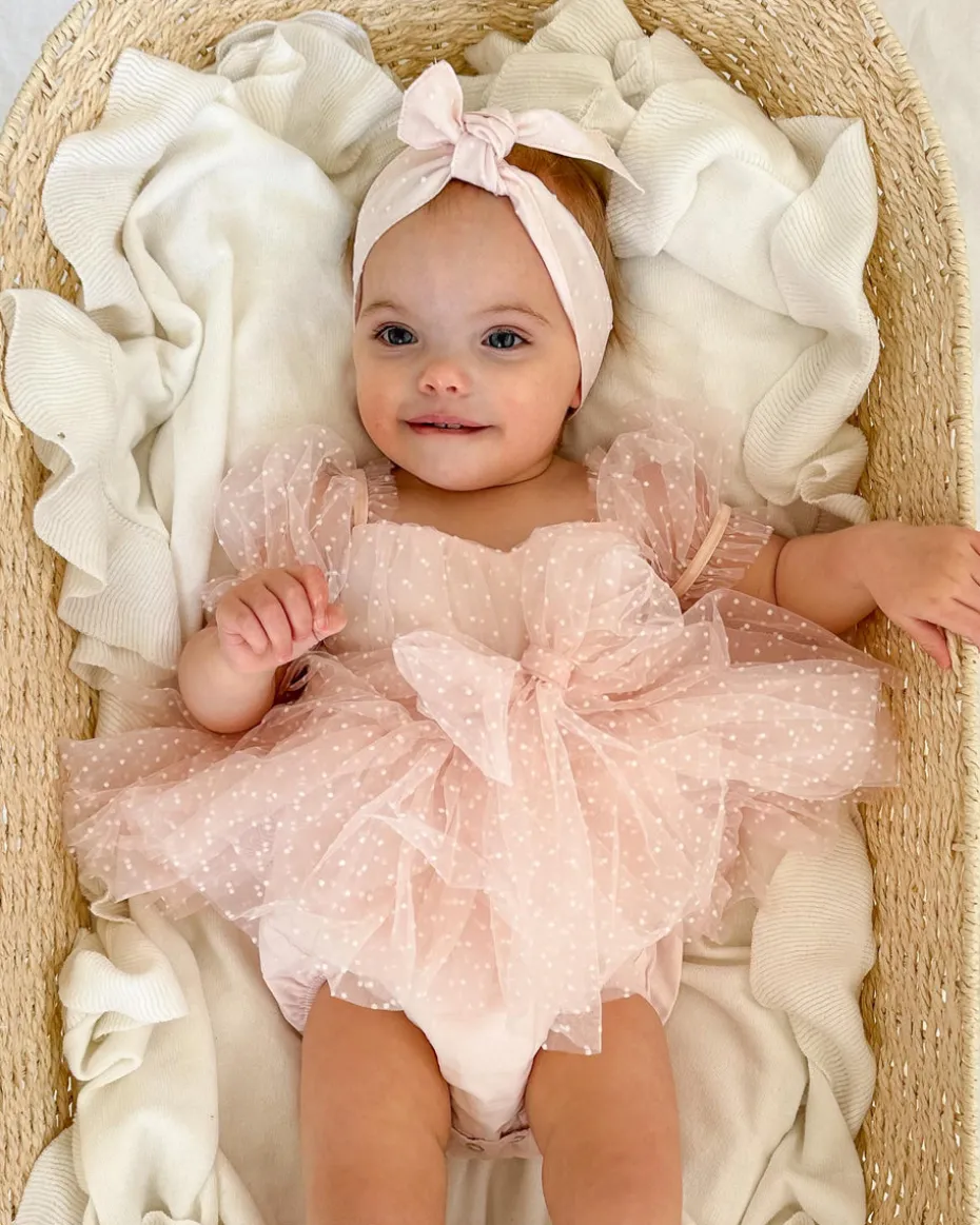 Pastel Pink Swiss Dot Baby Girl Tulle Hair Accessories