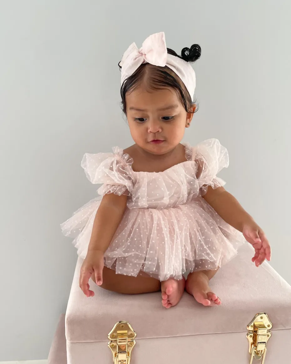 Pastel Pink Swiss Dot Baby Girl Tulle Hair Accessories