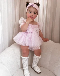 Pastel Pink Swiss Dot Baby Girl Tulle Hair Accessories