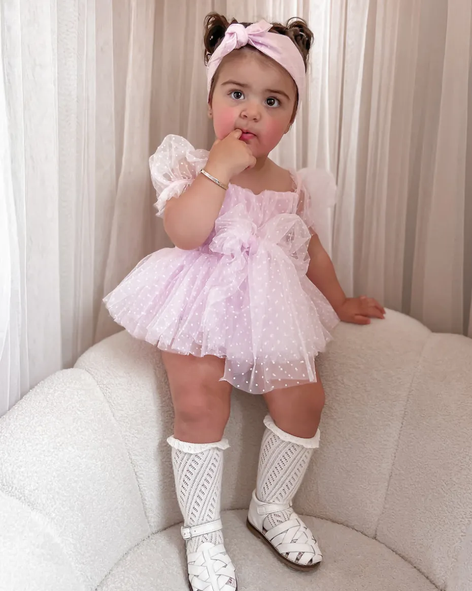 Pastel Pink Swiss Dot Baby Girl Tulle Hair Accessories