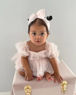 Pastel Pink Swiss Dot Baby Girl Tulle Hair Accessories