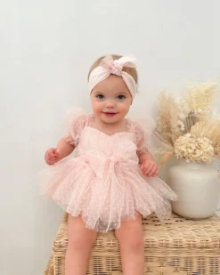 Pastel Pink Swiss Dot Baby Girl Tulle Hair Accessories