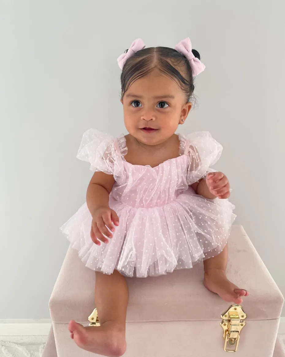 Pastel Sweet Lilac Swiss Dot Baby Girl Tulle Hair Accessories