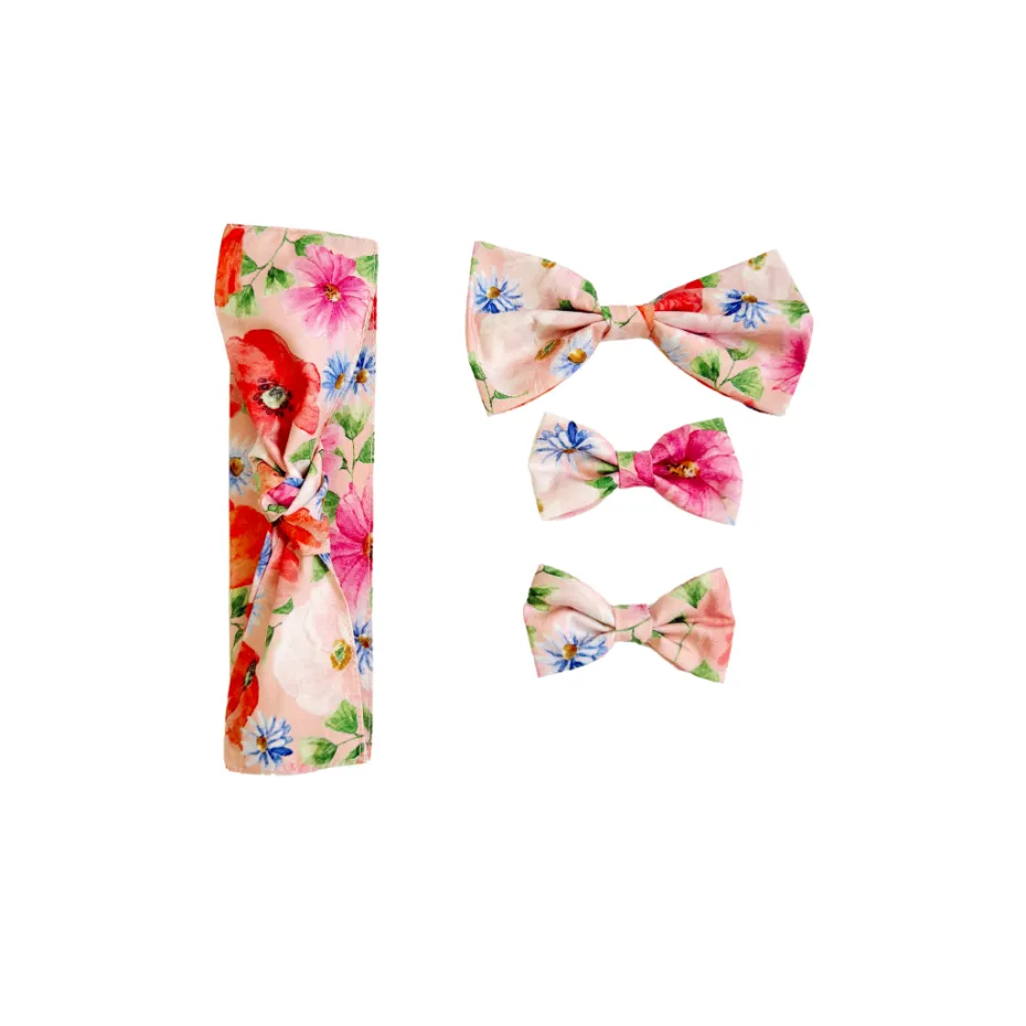Peach Blossom Baby Girl Floral Hair Accessories