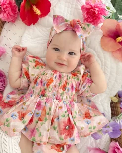 Peach Blossom Baby Girl Floral Romper