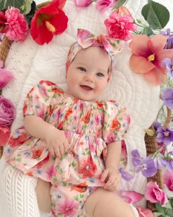 Peach Blossom Baby Girl Floral Romper