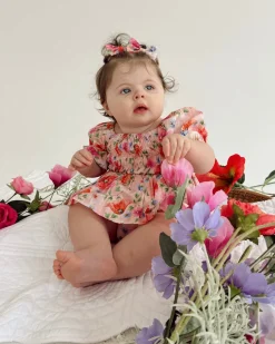 Peach Blossom Baby Girl Floral Hair Accessories
