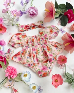 Peach Blossom Baby Girl Floral Romper