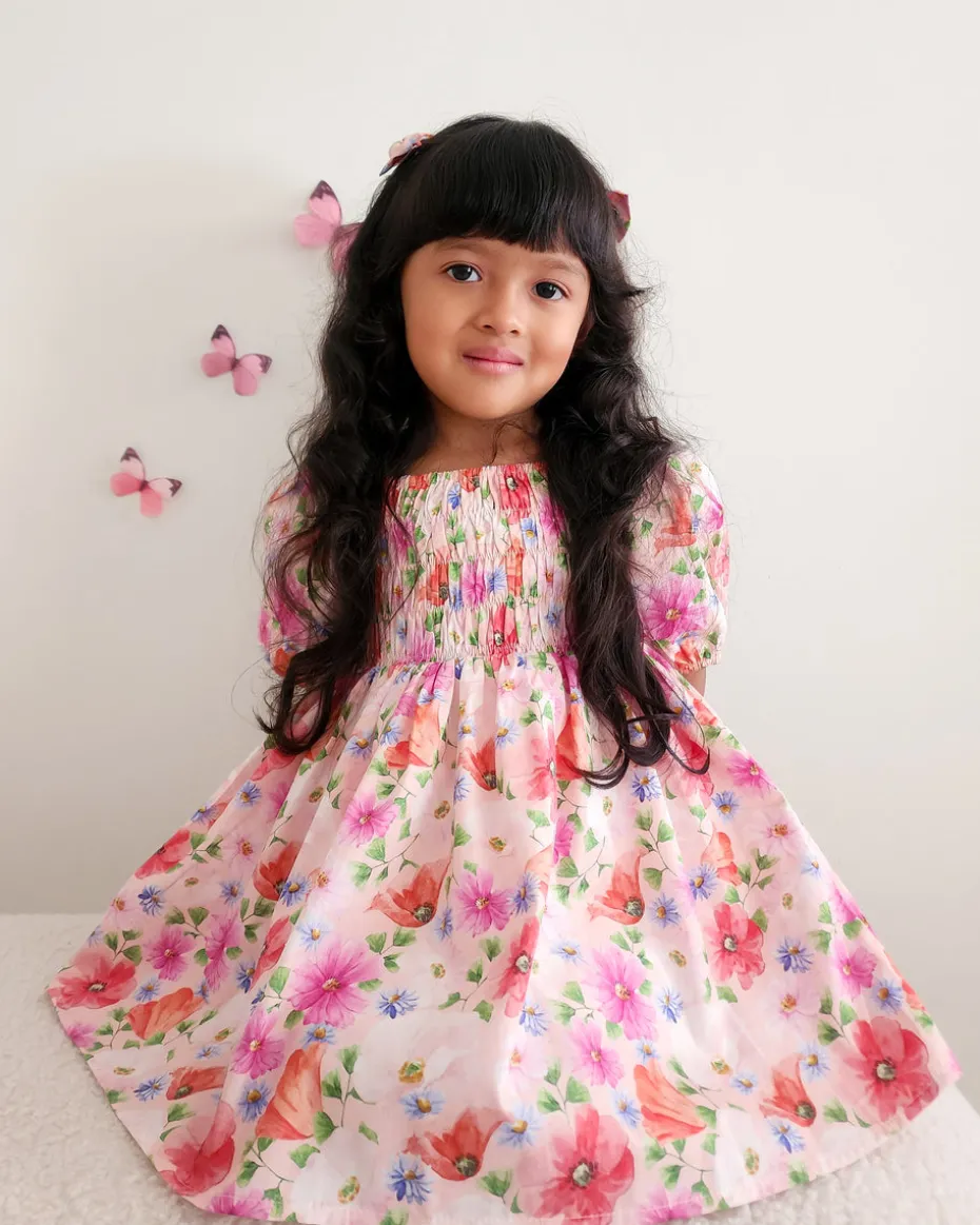 Peach Blossom Girls Floral Dress